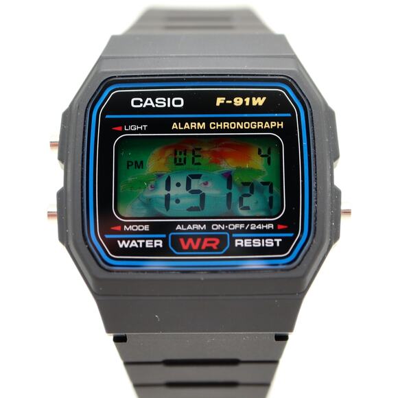 Casio F-91W Custom Venusaur Mod UPGRADED GREEN BACKLIGHT Digital Watch Grass
